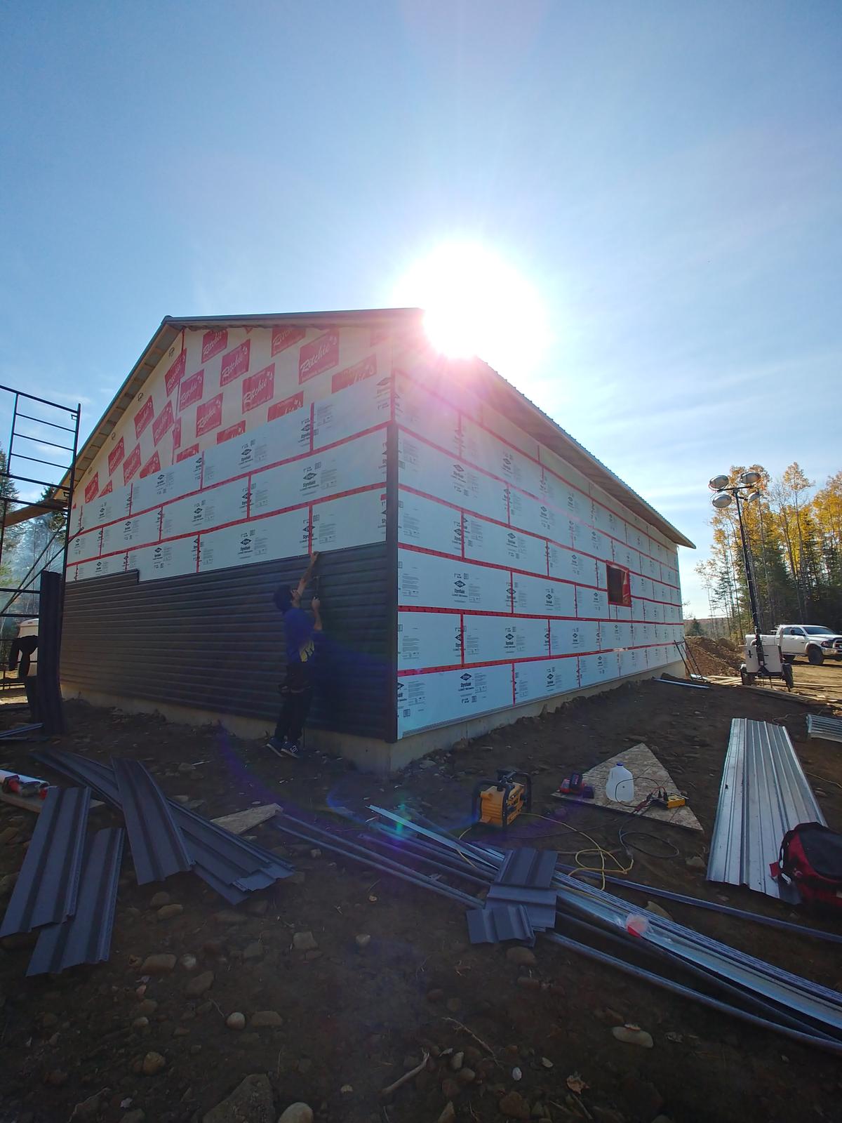 Roof trusses framed and set on a standalone garage build by Valhalla Construction, Moncton, NB